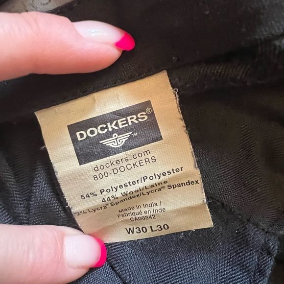 MENS DOCKERS Black Wool Blend Front Pleated Dress Pant Trouser 30 - Picture 9 of 9